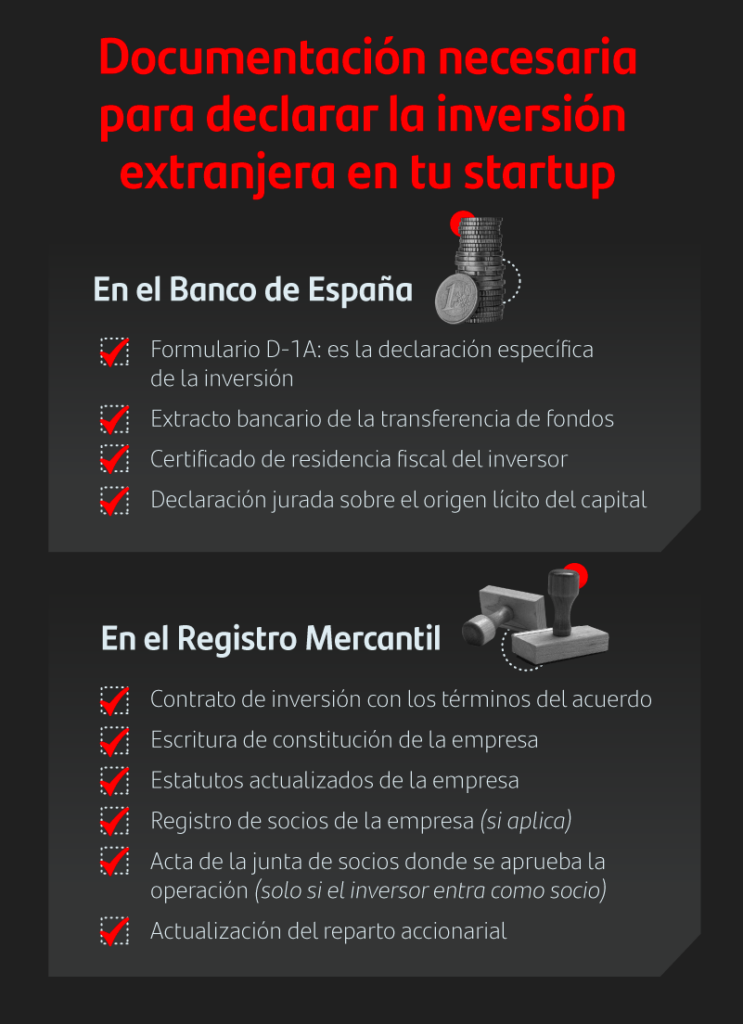 Documentación necesaria para declarar la inversión extranjera en tu startup